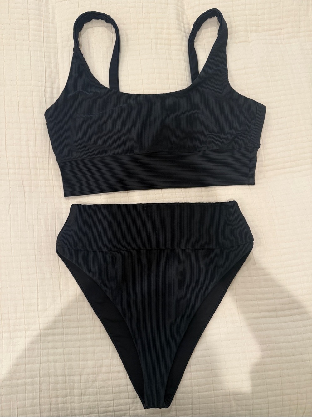 Beach Riot Black Bikini Set with Pink and Yellow Bands